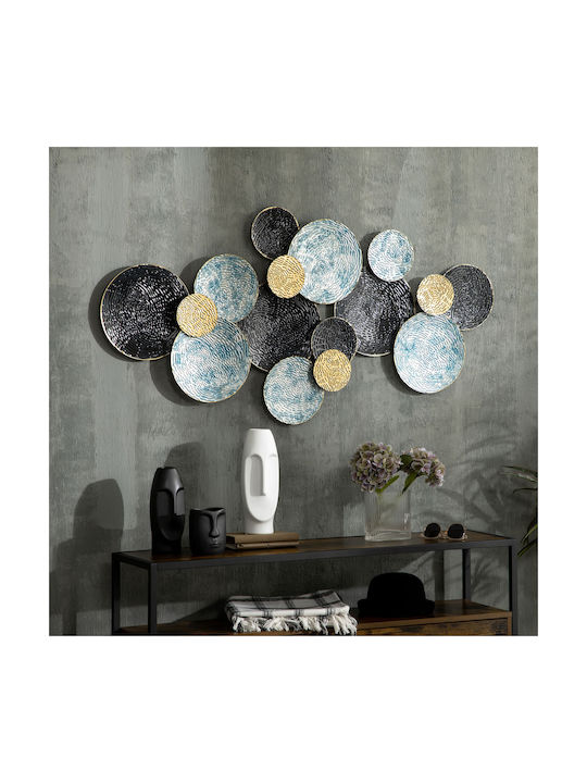 HomCom 3D Blue Geometric Wall Decor Element Made of Metal 133cm