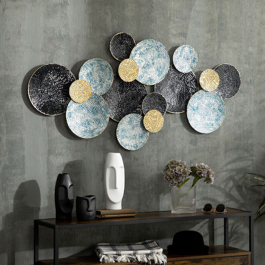 HomCom 3D Wanddekoration Geometrisches Element Blau aus Metall 133cm
