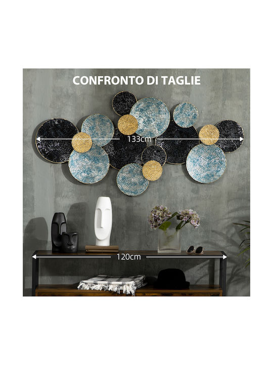 HomCom 3D Blue Geometric Wall Decor Element Made of Metal 133cm