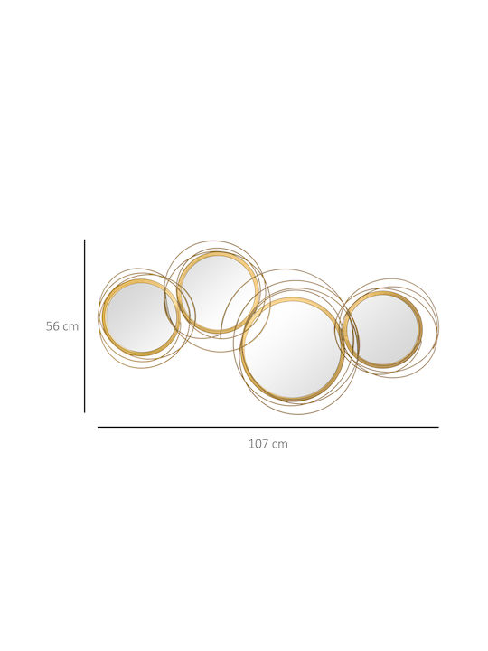 HomCom Wandspiegel mit Goldmetallrahmen Durchmesser 56cm