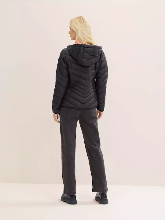 Tom Tailor Kurz Damen Puffer Jacke für Winter Schwarz