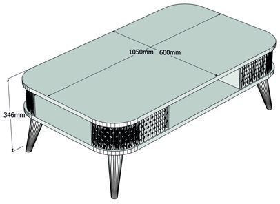 Rectangular Central Wooden Coffee Table Natural W105xD60xH34.6cm