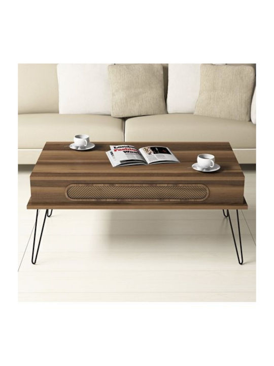 Rectangular Central Coffee Table Wooden Walnut M105xW56xH45.8cm