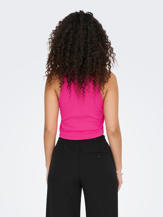 Only Damen Sommerliches Crop Top Ärmellos Fuchsie