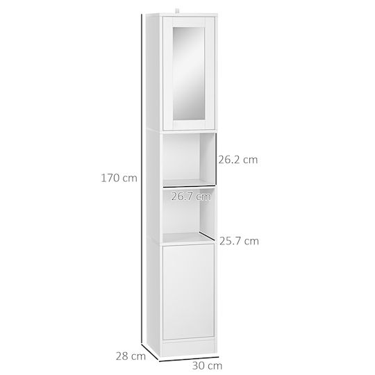 Kleankin 834-461V01 Dulap Coloană Pentru Baie Pardoseală M30xB28xY170cm Alb