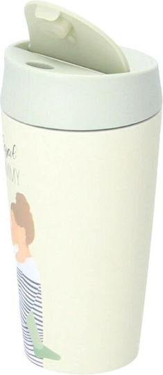 Chic Mic Blessed Mommy Cană Bambus cu Capac Bej 420ml