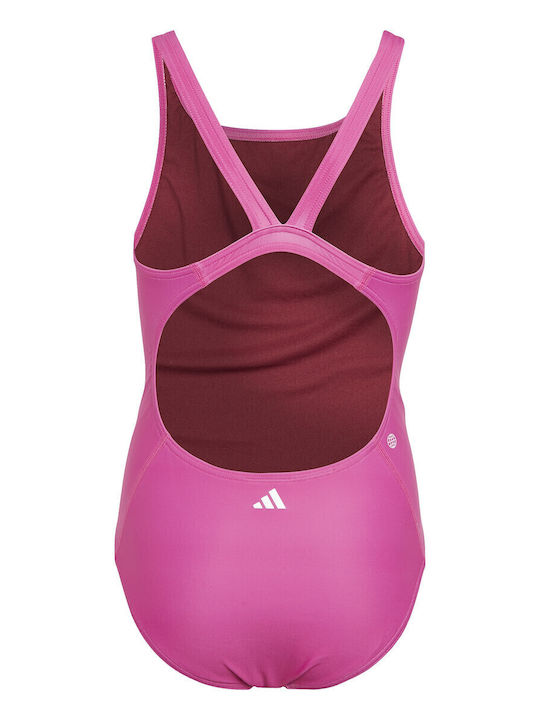 adidas Big Bars Suit Costum de baie pentru copii Întreg Fuchsia