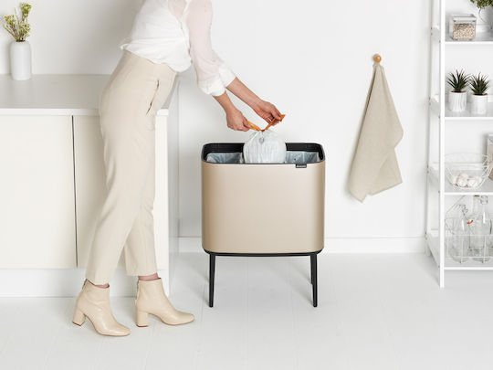 Brabantia Κάδος Bo Ανακύκλωσης από Ανοξείδωτο Ατσάλι Push Champagne 33lt