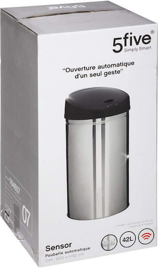 5Five Metallischer Mülleimer Mit Sensor Silber 42l