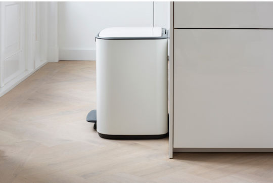 Brabantia Кошче за Рециклиране Пластмасово с Педал Бяло 34л