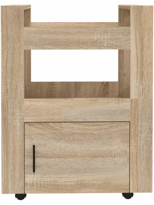 vidaXL Troleu De Bucătărie Din Lemn Cu 3 Locuri Bej 60x45x80cm