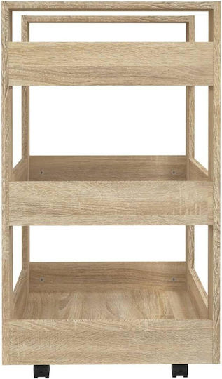 vidaXL Τρόλεϊ Κουζίνας Ξύλινο 3 Θέσεων Μπεζ 60x45x80cm