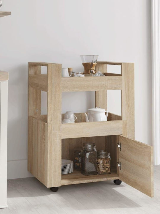 vidaXL Troleu De Bucătărie Din Lemn Cu 3 Locuri Bej 60x45x80cm