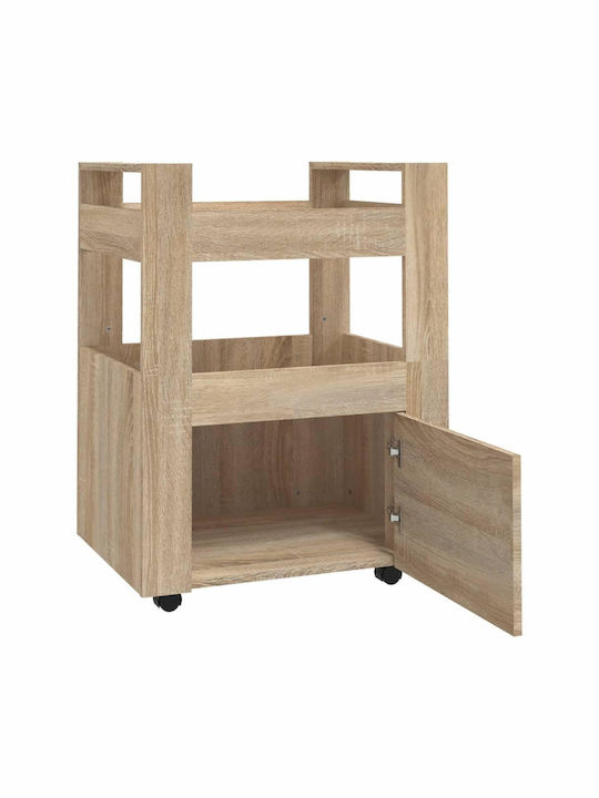 vidaXL Troleu De Bucătărie Din Lemn Cu 3 Locuri Bej 60x45x80cm