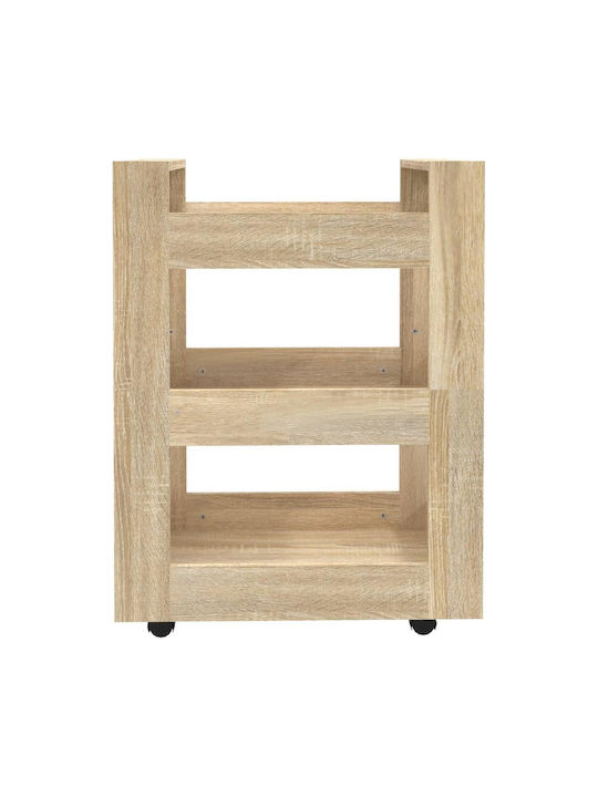 vidaXL Troleu De Bucătărie Din Lemn Cu 3 Locuri Bej 60x45x80cm
