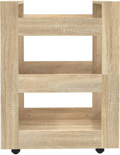 vidaXL Τρόλεϊ Κουζίνας Ξύλινο 3 Θέσεων Μπεζ 60x45x80cm