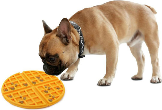 All For Paws Wowfle Lick Mat Futterspender aus Silikon Langsame Fütterung für Hund & Katze 20cm in Orange Farbe