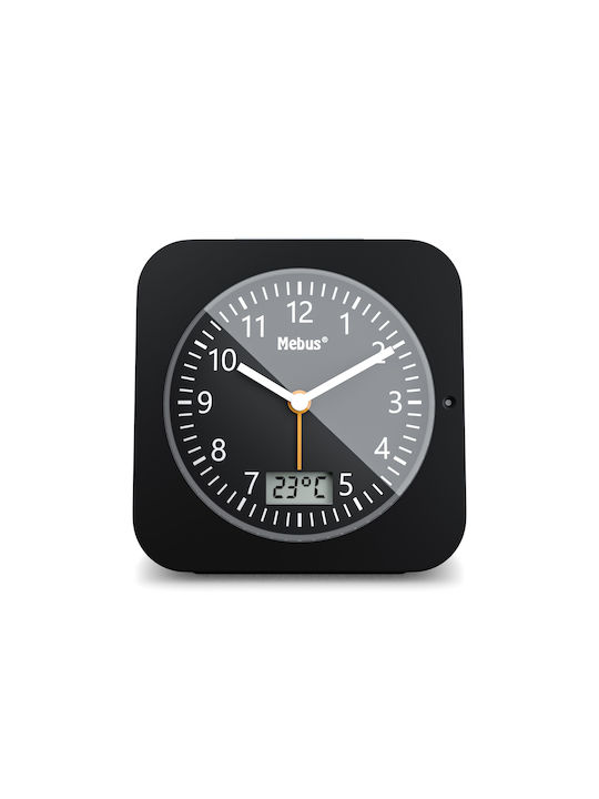 Mebus Tabletop Clock with Indicators Plastic with Alarm Clock & Radio Black 25609