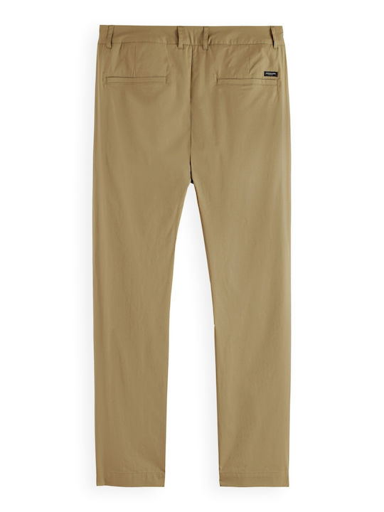 Scotch & Soda Herrenhose Chino Elastisch in Slim Passform Khaki