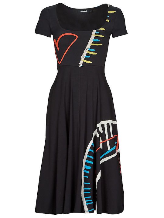 Arty Sommer Midi Kleid Schwarz