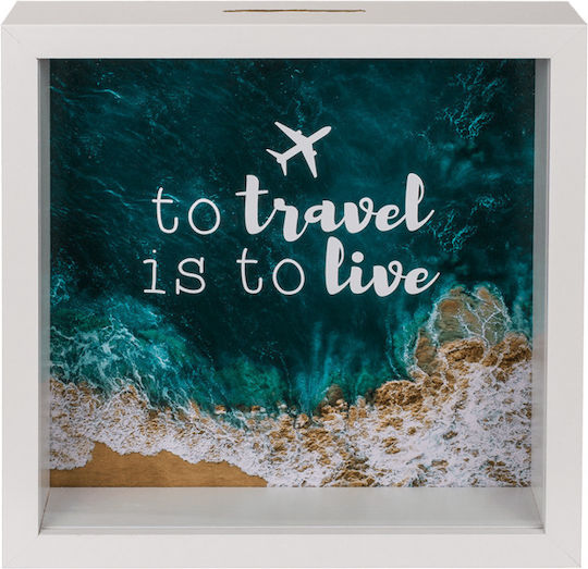Κουμπαράς Ξύλινος Travel Live Λευκός 20x5x20cm