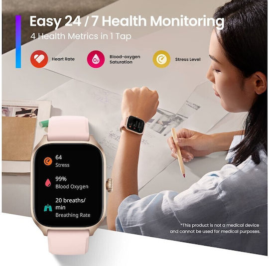 Amazfit GTS 4 Aluminium 43mm Wasserdicht Smartwatch mit Pulsmesser (Infinite Black)