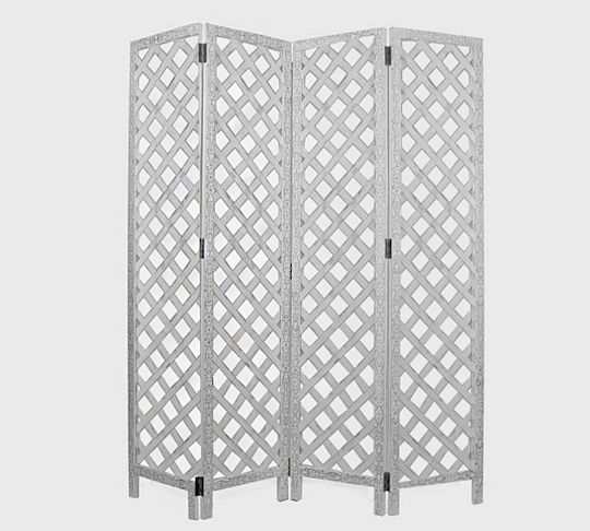 Zaros Διακοσμητικό Παραβάν Ξύλινο με 4 Φύλλα 160x180cm