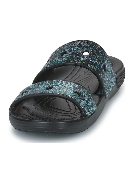 Kinder Badeschlappen Schwarz Glitter