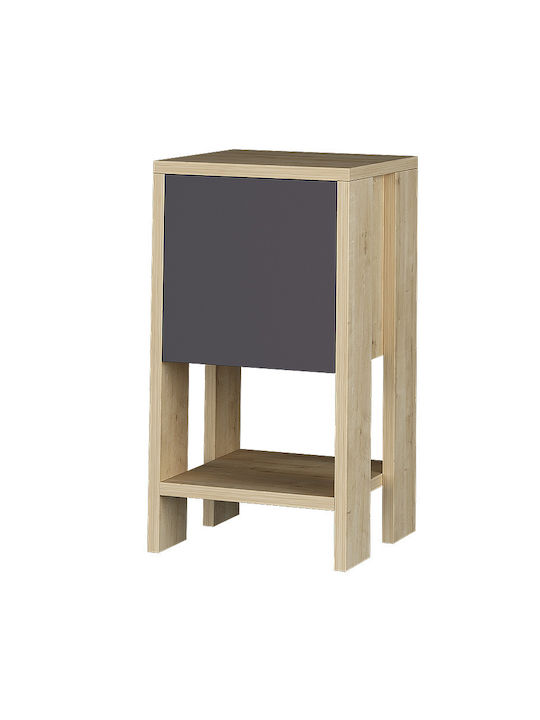 Bedside Table Ema Wooden Natural / Anthracite 30x30x55cm