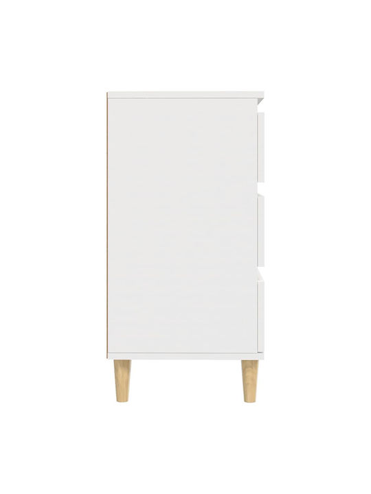 Wooden Chest of Drawers with 3 Drawers White 60x35x70cm