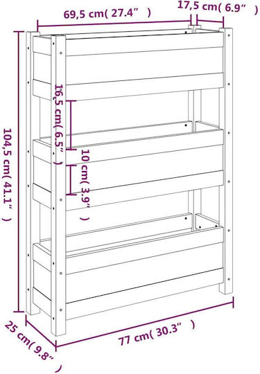 vidaXL Ζαρντινιέρα Ξύλινη Λευκή 77x25x104.5εκ.