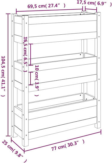 vidaXL Ζαρντινιέρα Ξύλινη Μαύρη 77x25x104.5εκ.
