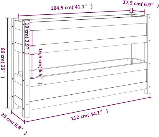 vidaXL Ζαρντινιέρα Ξύλινη Λευκή 112x25x66εκ.