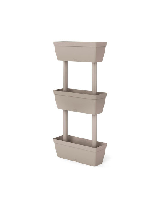 vidaXL Set of 6 Plastic Planters Taupe