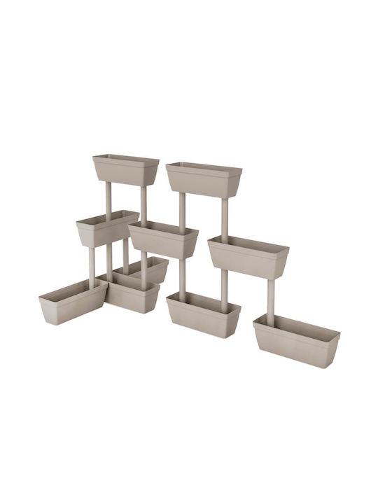 vidaXL Set of 6 Plastic Planters Taupe