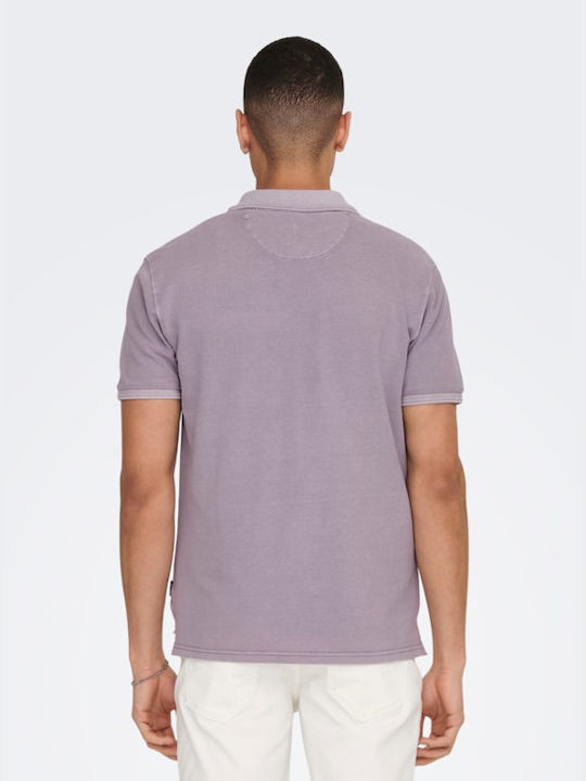 Only & Sons Herren Shirt Kurzarm Polo Purple Ash