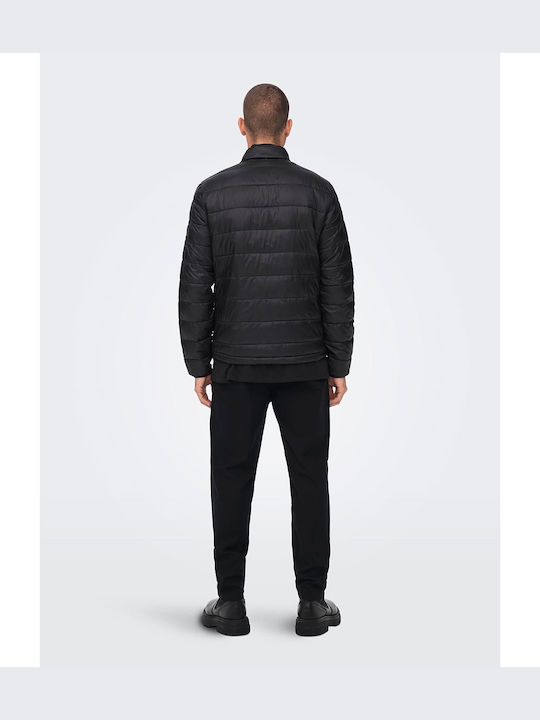 Only & Sons Men's Winter Puffer Jacket Black