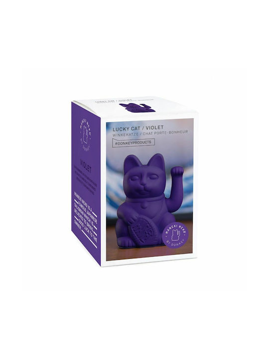 Donkey Decorative Cat made of Plastic Lucky Cat in Purple 10.5x8.5x15cm 1pcs