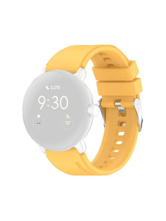Techsuit Watchband W026 Каишка Силикон Жълт (Pixel Watch - Samsung Galaxy Watch 4 - Active 1 - 2 (40 мм / 44 мм) - Huawei Watch GT - GT 2 - GT 3 (42 мм)) KF2311511