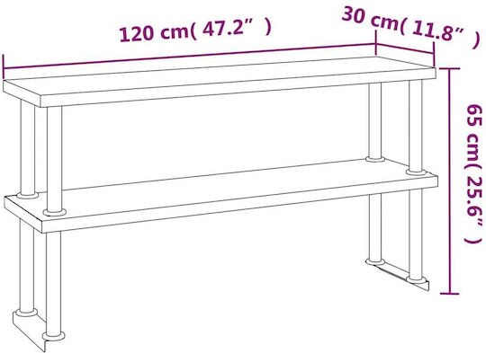 vidaXL Ανοξείδωτο Τραπέζι Μ120xΒ60xΥ145cm