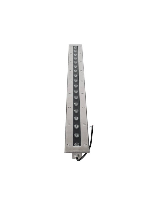 GloboStar Undergroundremvi Outdoor Floor Lamp LED Wall Washer 18W with Blue Light IP68 Silver
