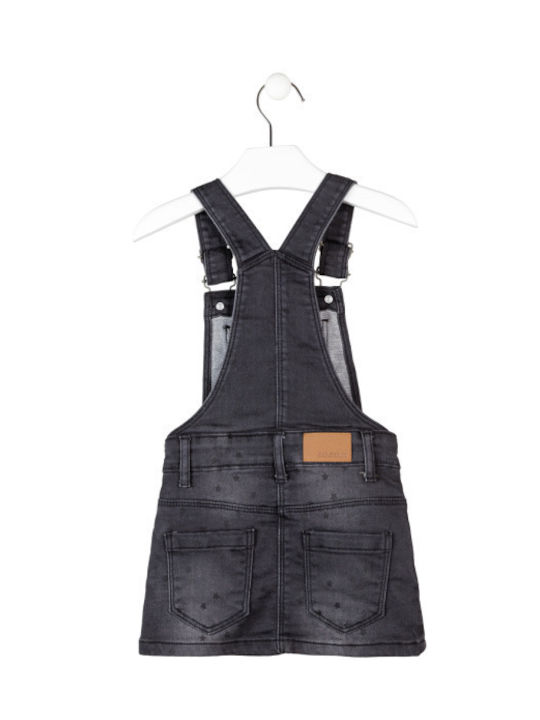 Losan Kids Denim Skirt Overalls Solid Black