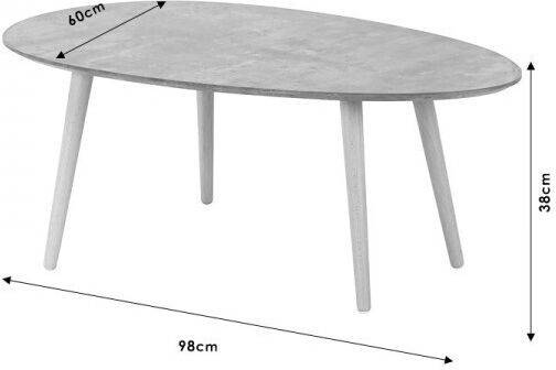 Oval Central Coffee Table Hamilton Wooden Cement and Natural M98xL60xH38cm