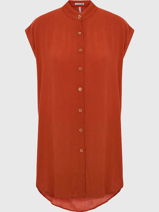 FBL007-10305 Women's Monochrome Long Sleeve Shirt Orange