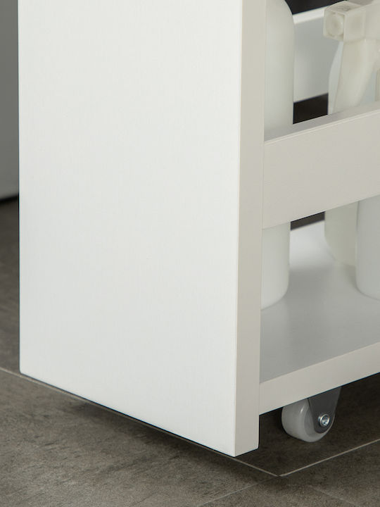 Kleankin 838-279V00WT Boden Badezimmerregal Hölzernes mit 3 Regalböden 48x15x80cm Weiß