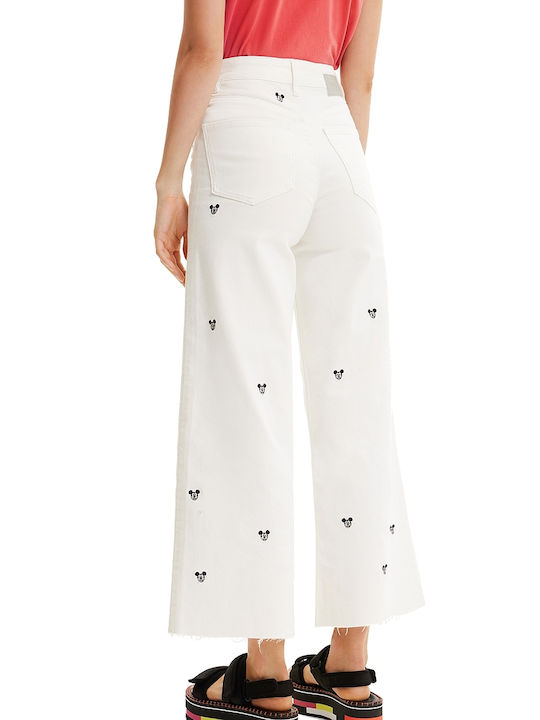 Desigual Mickeys Women's Jean Trousers White