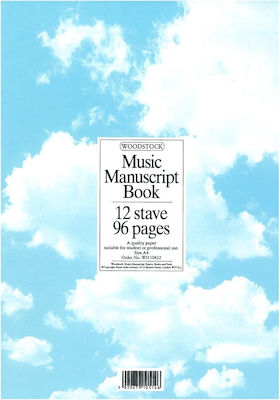 Notebook A4 96 Sheets Woodstock Music Manuscript Light Blue 1pcs