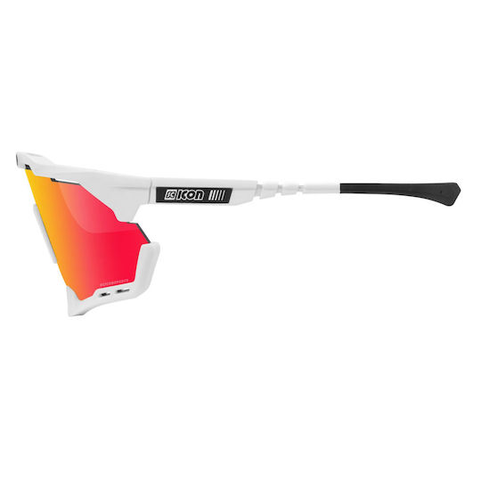 Scicon Cycling Glasses with White Frame & Mirror Lenses
