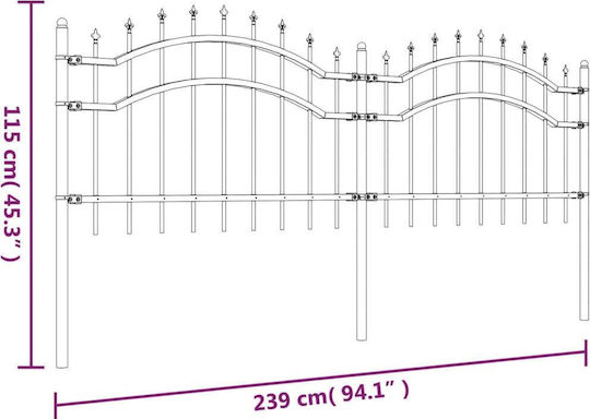 vidaXL Metallzäune mit Speeren in Schwarz Farbe 1.15x2.39m