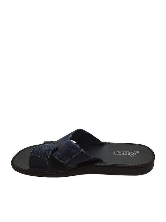 Leder Herrensandalen in Blau Farbe